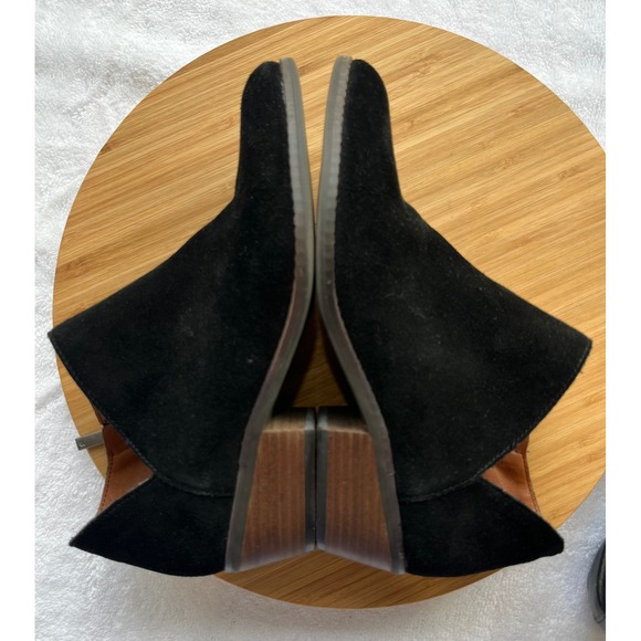 Lucky Brand Black Suede Cutout Ankle Booties Block Heel Side Zip Women Size 8 - Picture 6 of 9